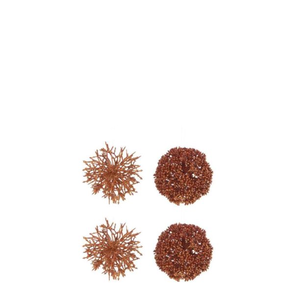 BOX OF 4 BALL HANGER ROUND/CORAL PLASTIC ORANGE RUST