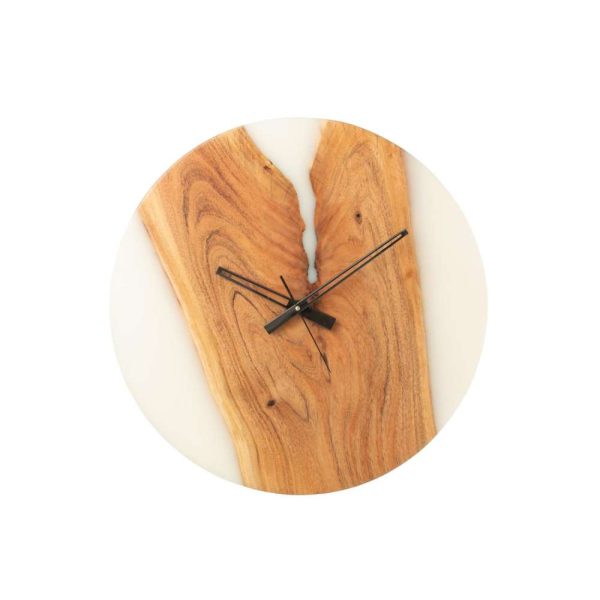 WALL CLOCK MODERN ACACIA WOOD/RESIN NATURAL/WHITE