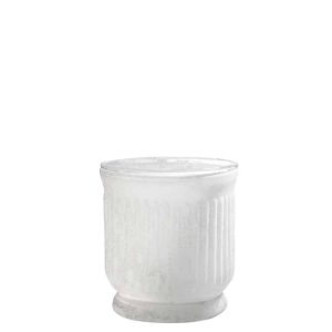 TEA-LIGHT HOLDER  STRIPE GLASS WHITE 9X9X9,5CM