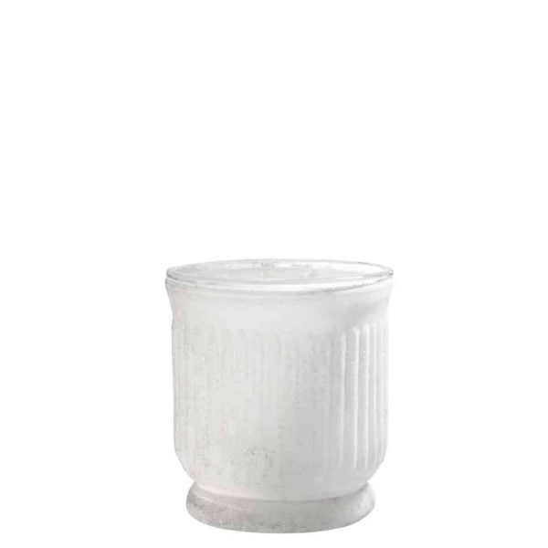 TEA-LIGHT HOLDER  STRIPE GLASS WHITE 9X9X9,5CM