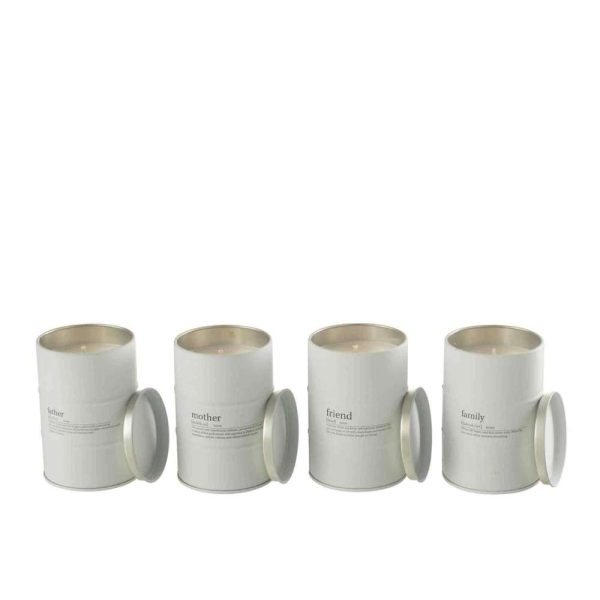 SCENTED CANDLE FAMILY ENGLISH-FRENCH WHITE 55H ASSORTMENT OF 4
