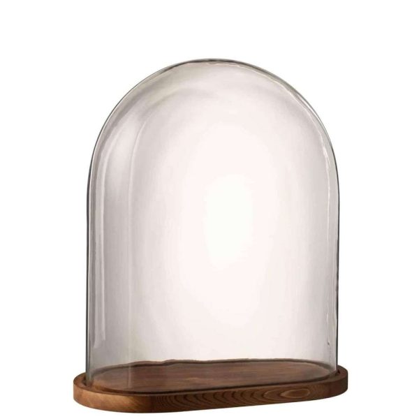 BELL JAR OVAL WOOD/GLASS TRANSPARENT/DARK BROWN LARGE