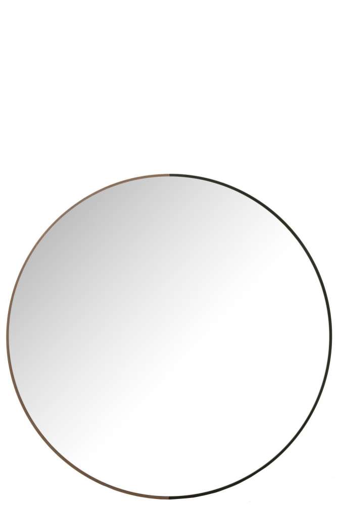 MIRROR ROUND METAL/WOOD BLACK LARGE