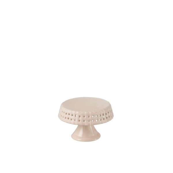 CAKE PLATE CERAMIC PINK SMALL