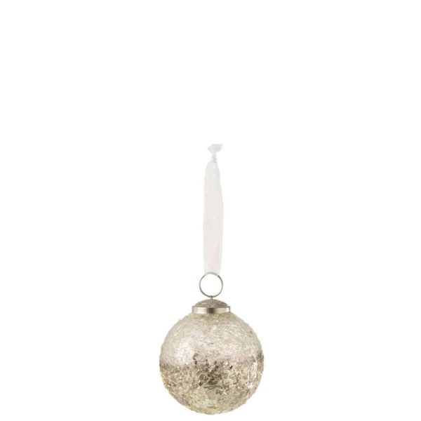 XMAS BAUBLE BROKEN GLASS SILVER SMALL