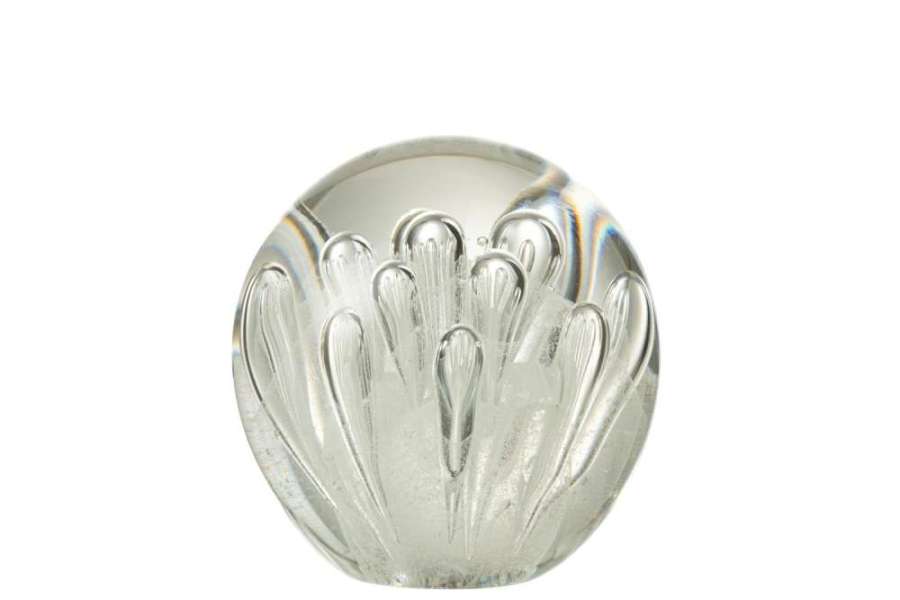 PAPERWEIGHT BUBBLES GLASS WHITE LARGE