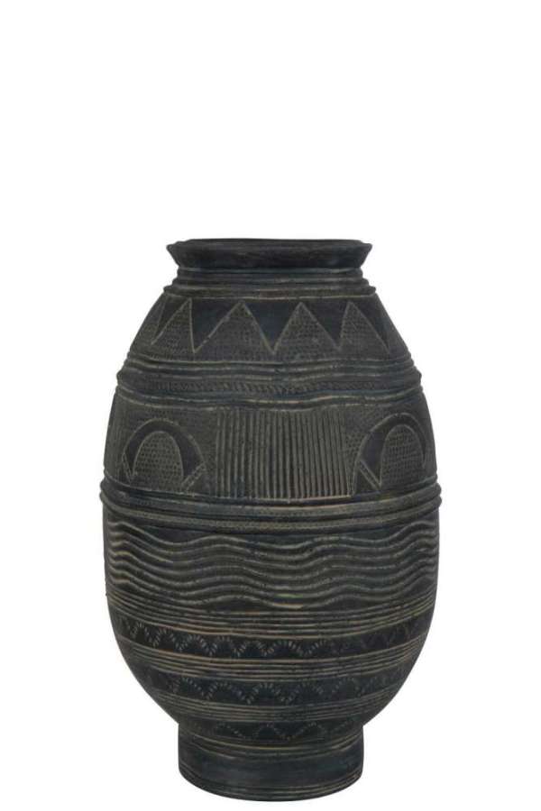 VASE JUG CIRCLE CEMENT BLACK/BROWN SMALL
