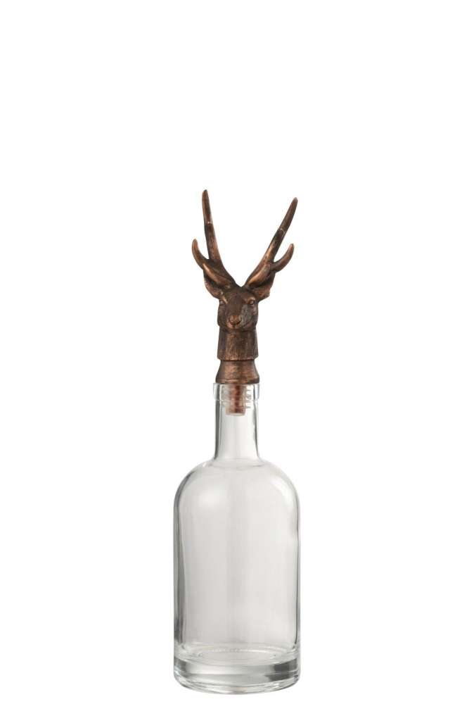 BOTTLE DEER GLASS/RESIN TRANSPARENT/BRONZE
