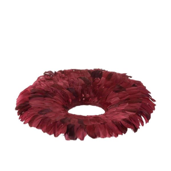 WREATH DECO FEATHERS BORDEAUX