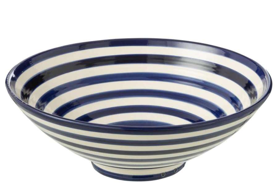 LEBRILLO BOWL GRANADA STRIPES CERAMIC WHITE/COBALTO BLUE