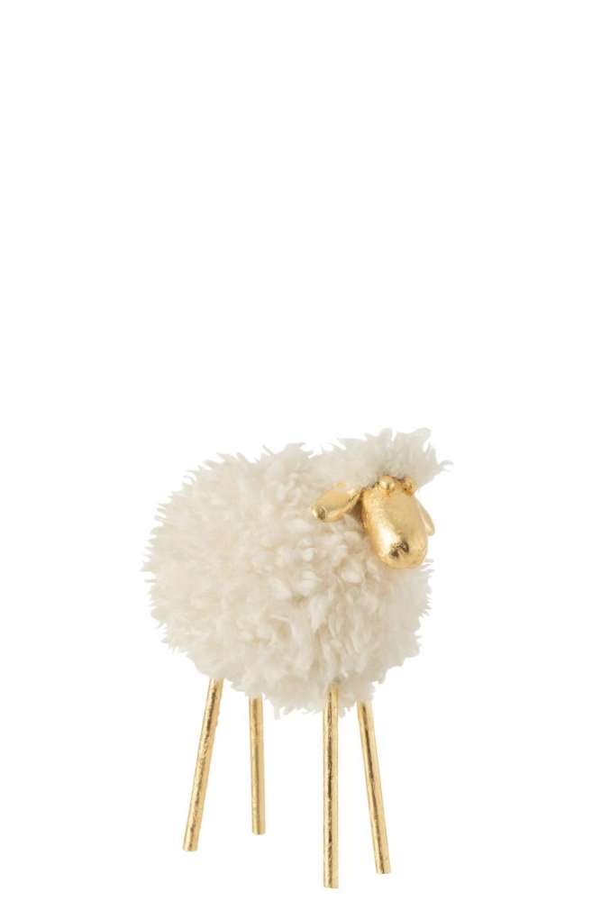 SHEEP METAL/POLY WHITE/GOLD SMALL