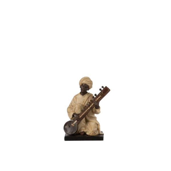INDIAN FIGURE WITH MUSIC INSTRUMENT POLY BEIGE/BROWN