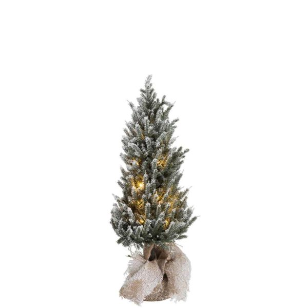 CHRISTMAS TREE+LED+POT JUTE PLASTIC SNOWY GREEN MEDIUM