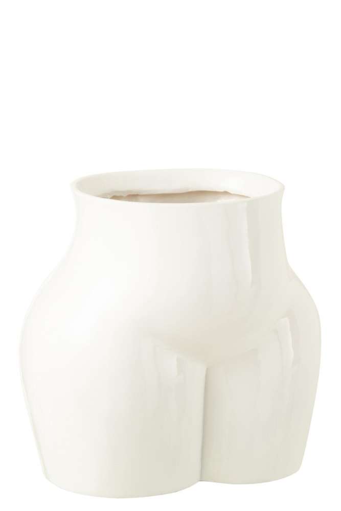 VASE LADY BOTTOM PEWTER SHINY WHITE