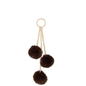 KEYCHAIN 3 BALLS TEXTILE BROWN