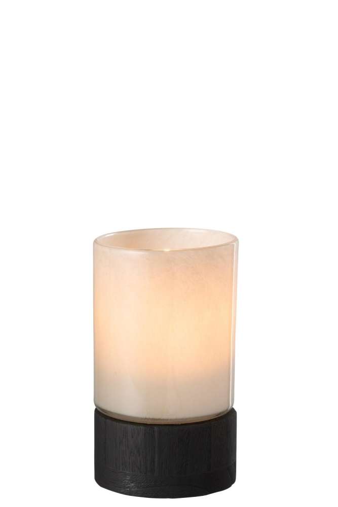 CANDLEHOLDER/VASE RAY GLASS/WILLOW WOOD GREY/BLACK SMALL