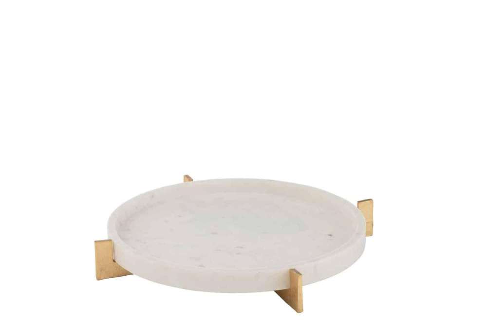 MARBLE TRAY METAL BASE GREY/CHAMPAGNE