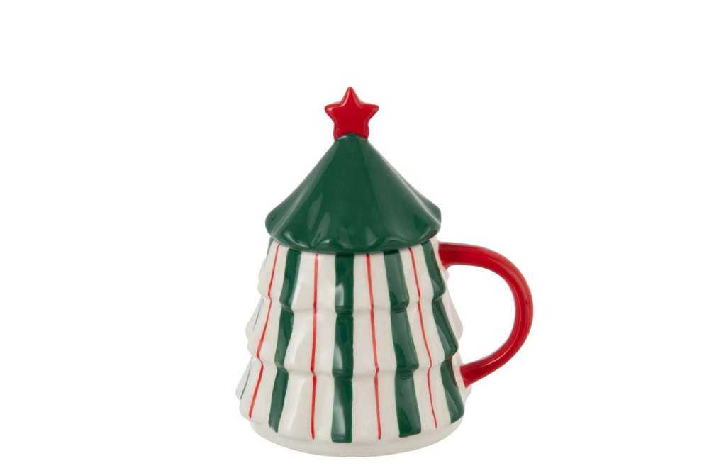MUG + LID CHRISTMAS TREE DOLOMITE MULTICOLORED