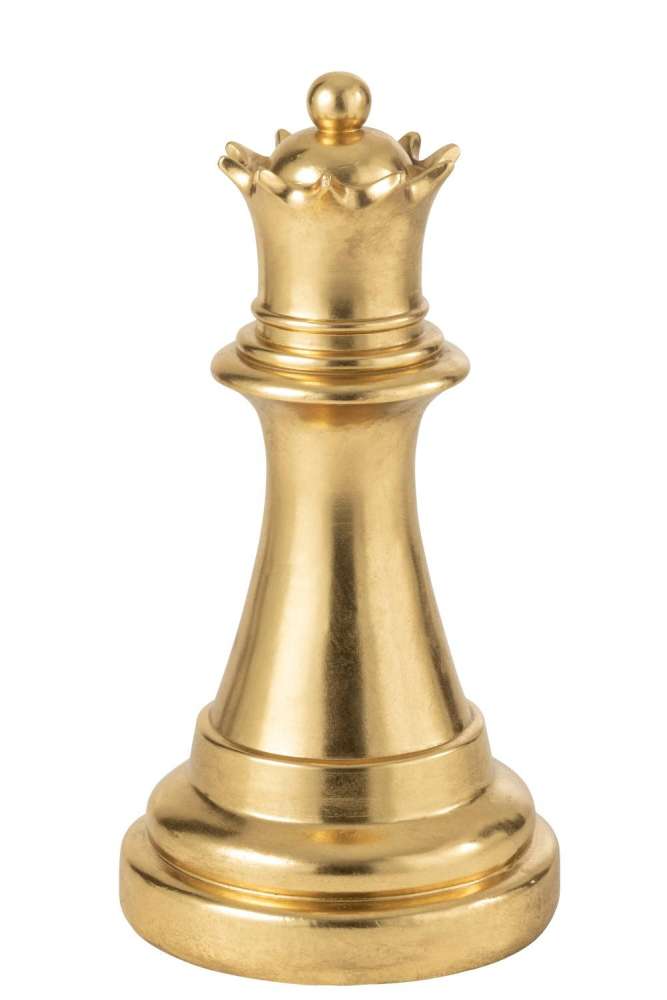 CHESS PIECE QUEEN POLYRESIN GOLD COLORED