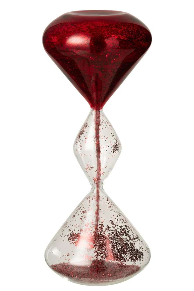 HOURGLASS GLITTERS GLASS RED