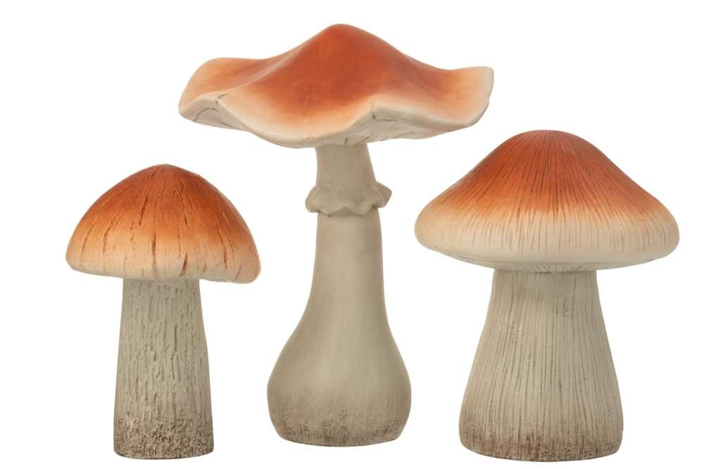 SET OF 3 MUSHROOM MATT MAGNESIUM BRONZE COLORED/GREY