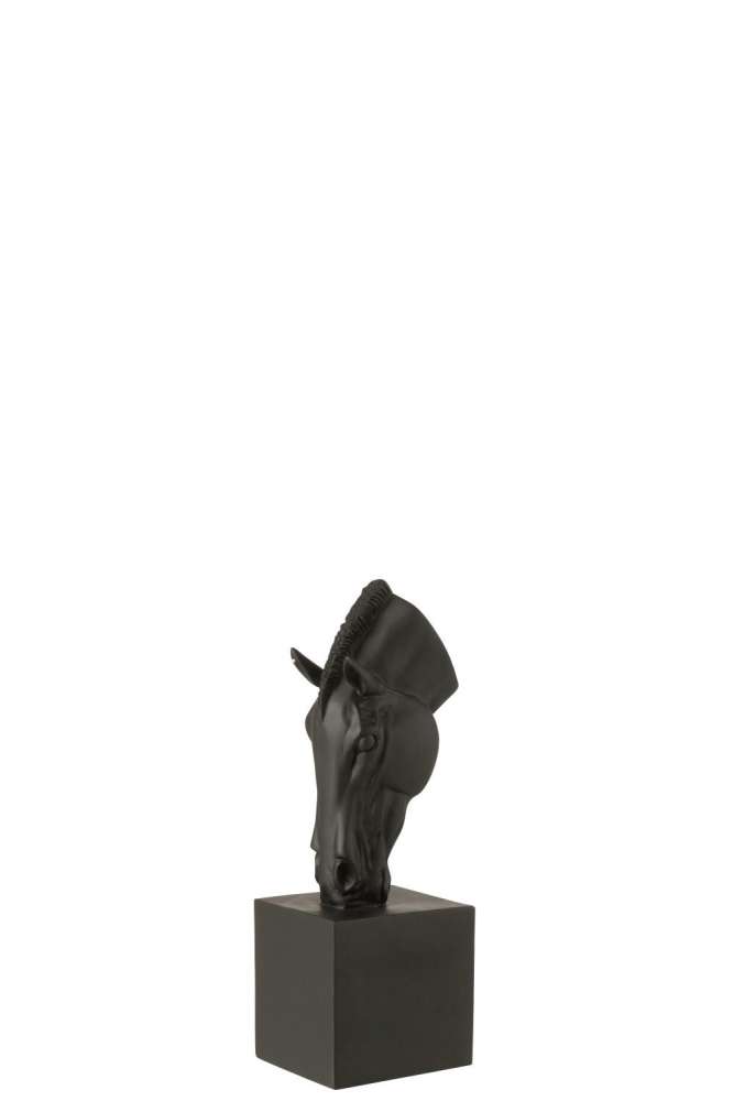 HORSE ON BASE  POLYRESIN BLACK SMALL