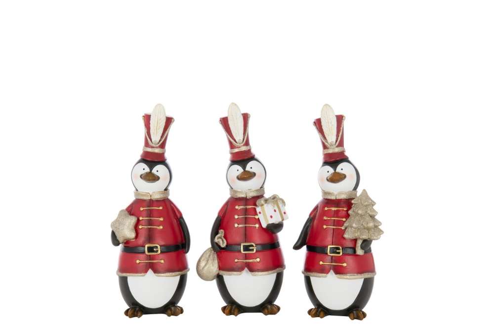 PENGUIN CHRISTMAS POLYRESIN MULTICOLORED LARGE ASSORTMENT OF 3