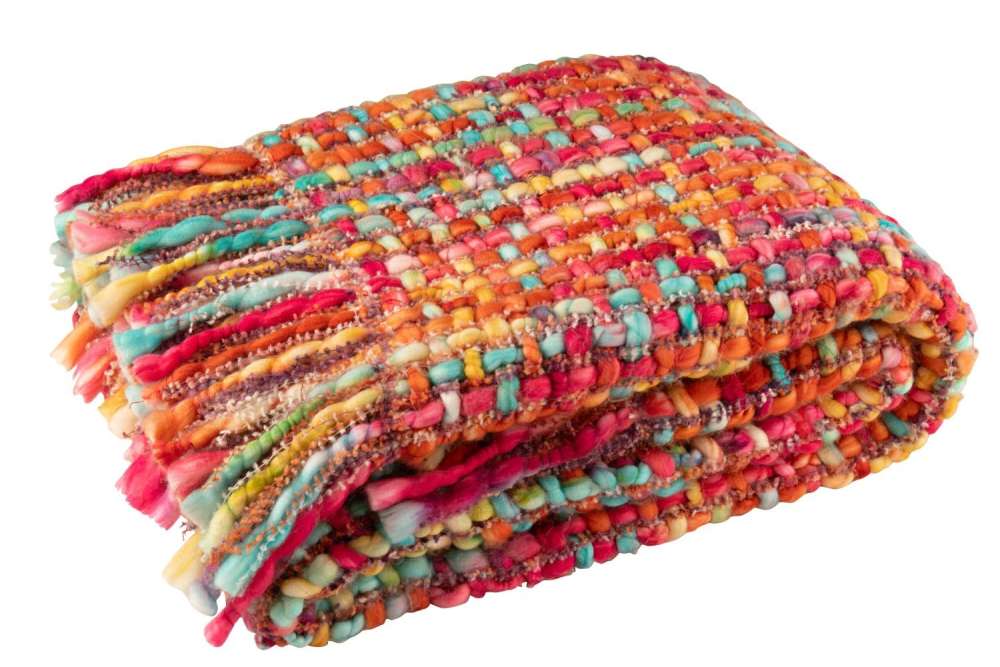 BLANKET KNITTED ACRYLIC MULTICOLORED