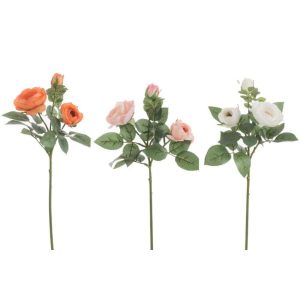 ROSE BUNCH FRESH TOUCH PLASTIC ORANGE/WHITE MIX SMALL ASSORTMENT OF 3
