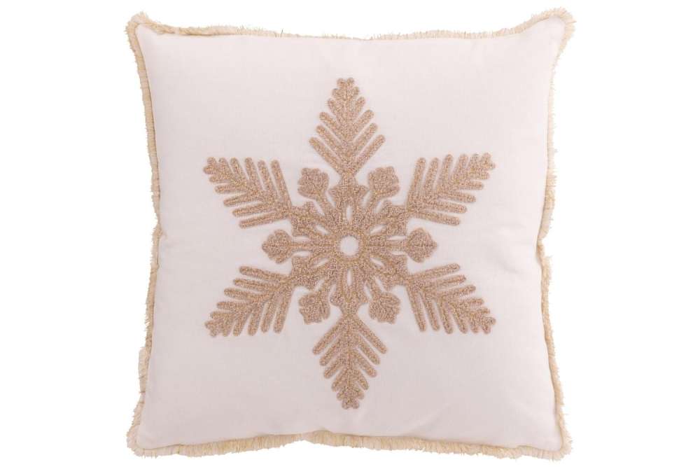 CUSHION SNOWFLAKE COTTON WHITE/BEIGE