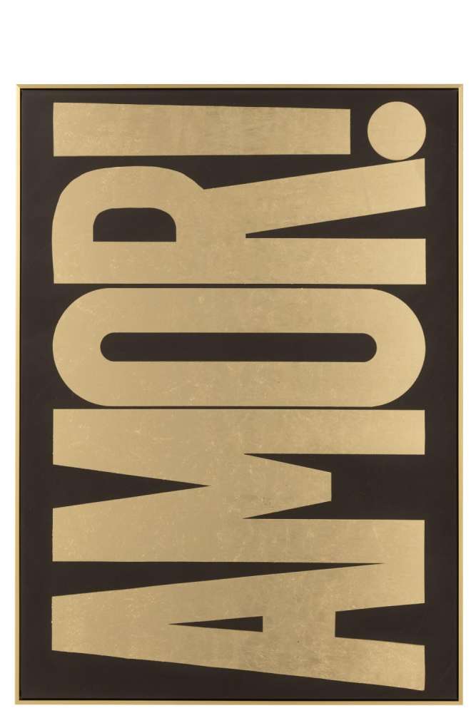 PAINTING RECTANGLE AMOR PS BLACK/GOLD COLORED