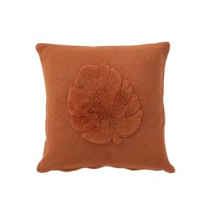CUSHION TROPIC LEAF TEXTILE TERRACOTTA