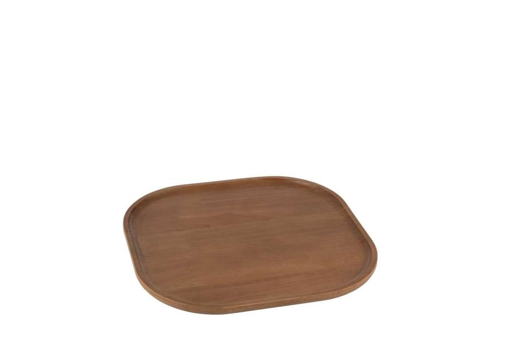 DECORATIVE TRAY  RUBBER WOOD DARK BROWN SMALL
