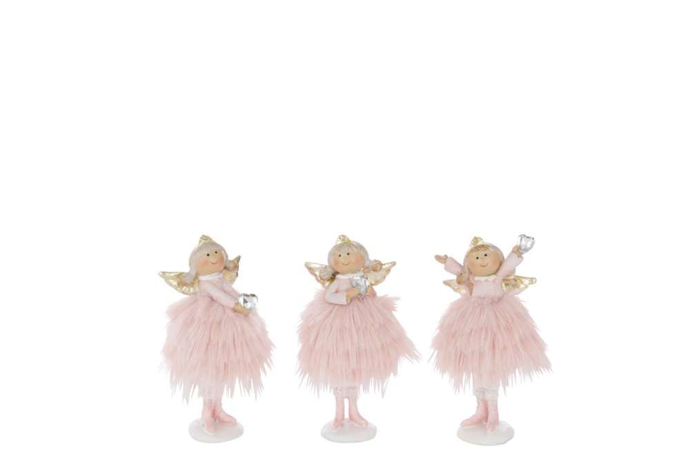ANGEL DIAMOND HEART POLYRESIN LIGHT PINK SMALL ASSORTMENT OF 3