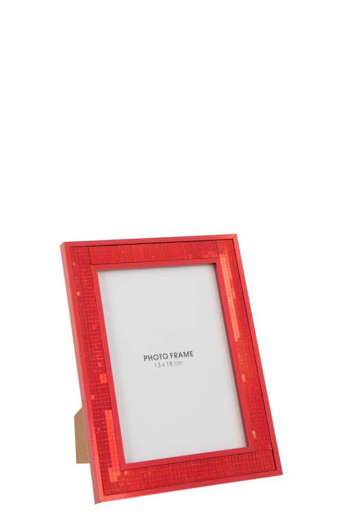 PHOTO FRAME MIRROR 13X18CM GLASS RED LARGE