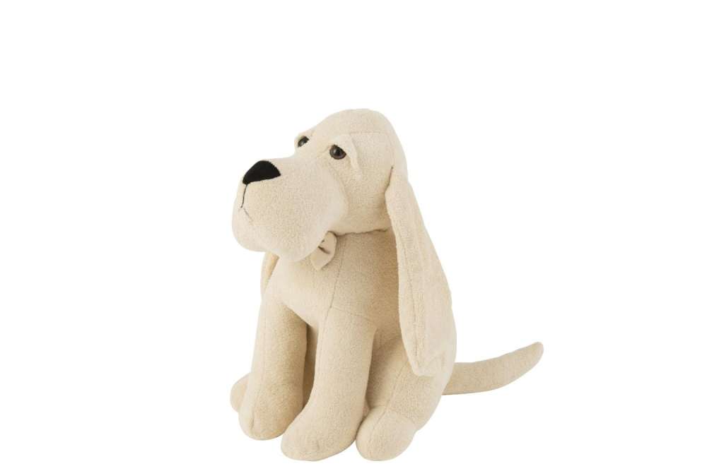 DOOR STOP DOG+BOW TIE BOUCLÉ ECRU