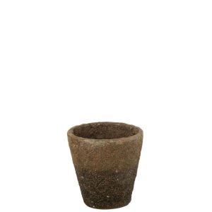 FLOWERPOT ANTIQUE CLAY/CEMENT BROWN/BLACK LARGE
