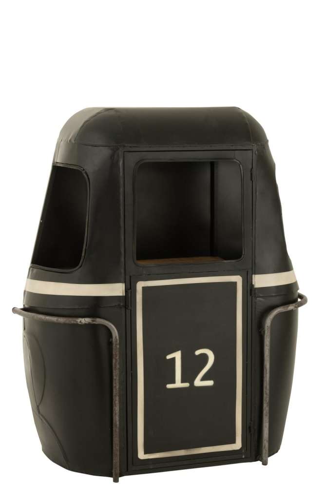 BAR CABINET CABLE CAR IRON/MANGO WOOD BLACK/WHITE