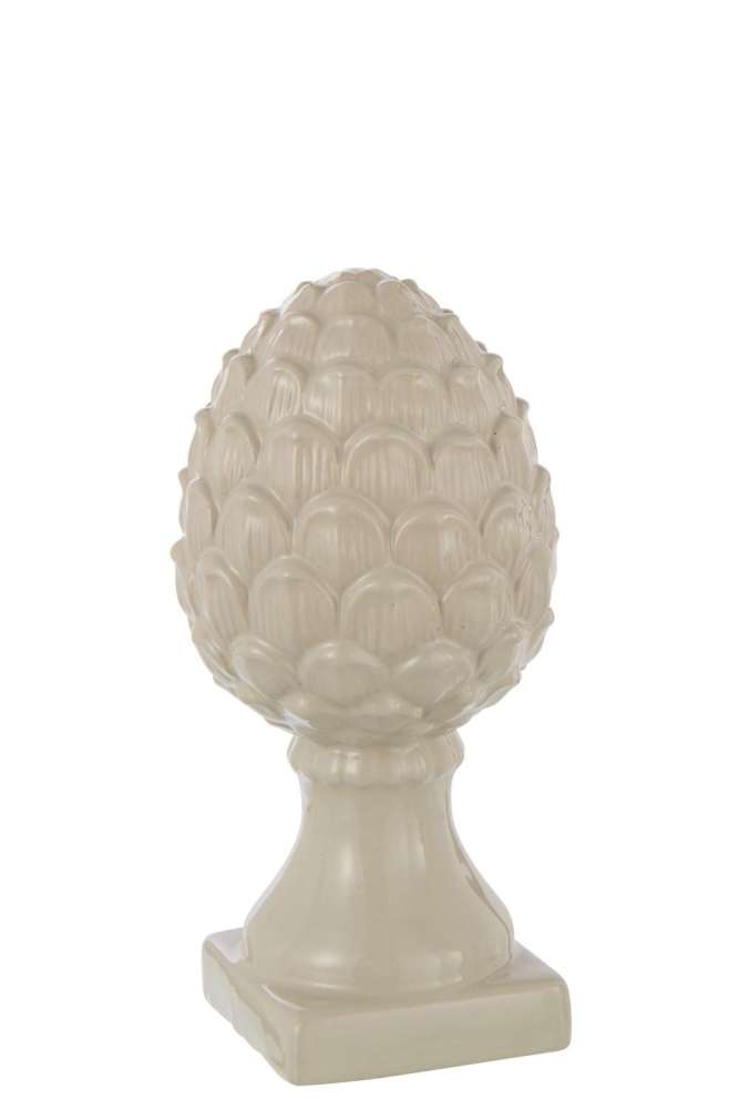 PINECONE ON BASE SHINY PORCELAIN BEIGE LARGE