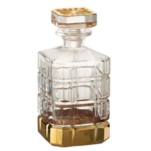 WHISKY BOTTLE GLASS TRANSPARENT/GOLD