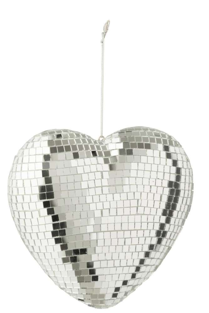 HANGER MIRROR HEART FOAM SILVER COLORED