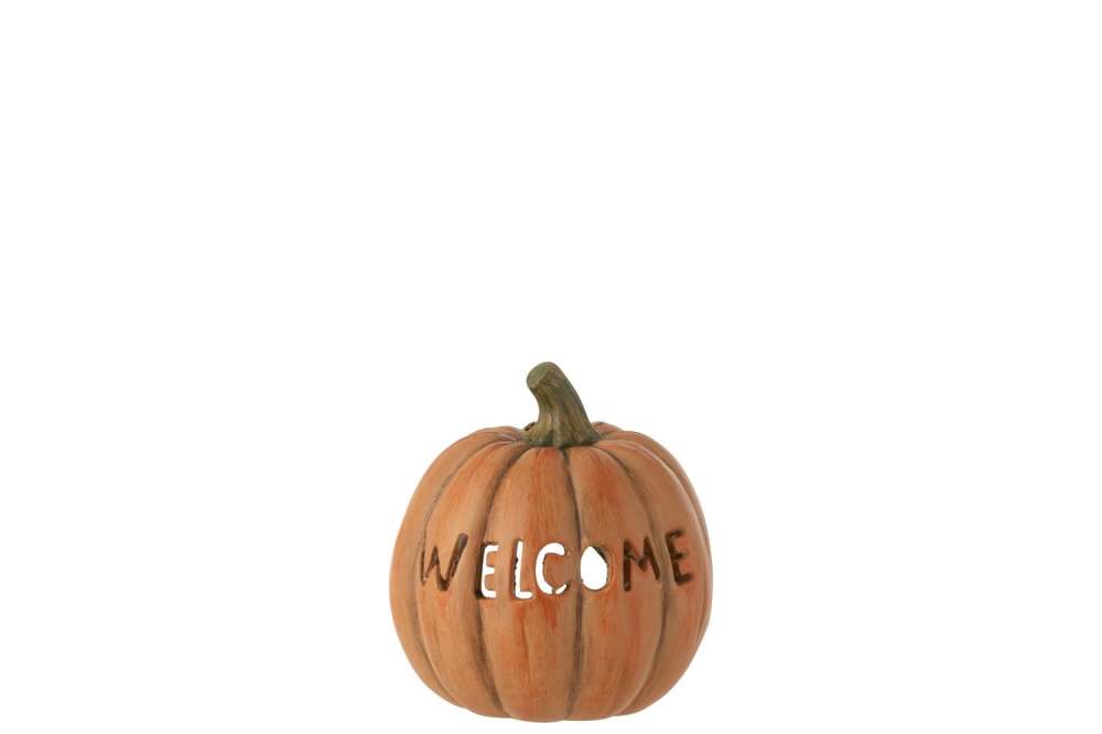 PUMPKIN WELCOME CLAY CARAMEL LARGE