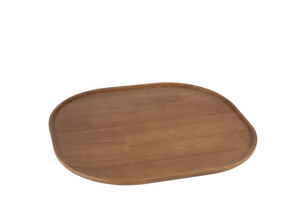 DECORATIVE TRAY  RUBBER WOOD DARK BROWN LARGE