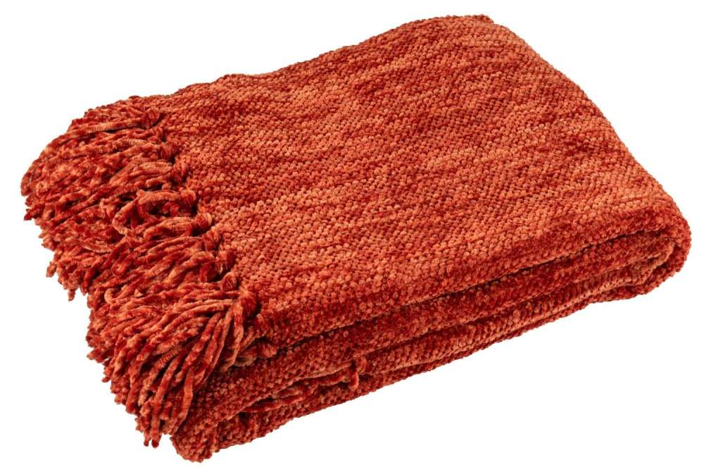BLANKET CHENILLE POLYESTER RUST BROWN