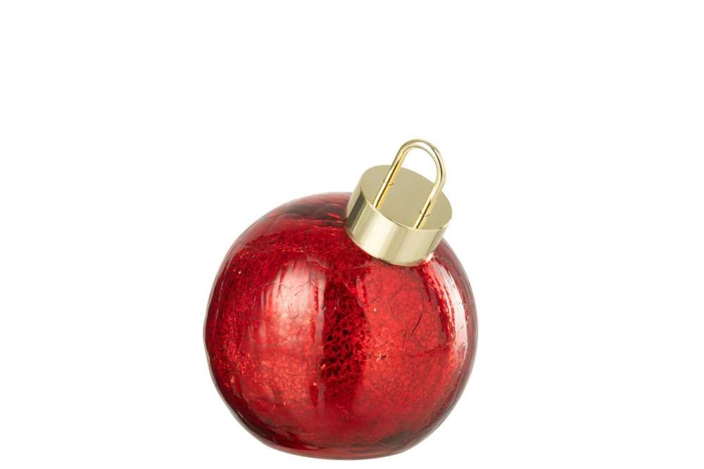 CHRISTMAS BAUBLE LED GLASS CHRISTMAS RED SMALL