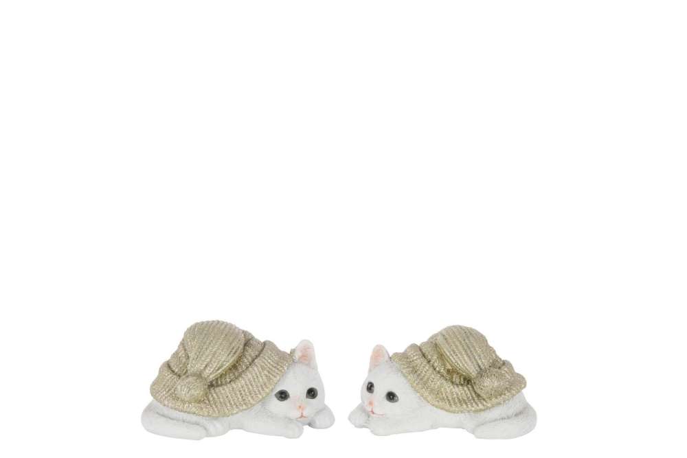 CAT HAT POLYRESIN GREY-GREEN/WHITE SMALL ASSORTMENT OF 2