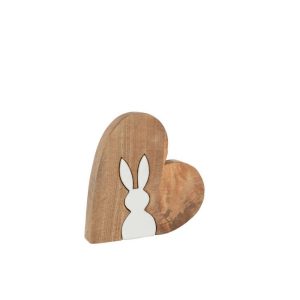 RABBIT SILHOUETTE HEART PUZZLE MANGO WOOD NATURAL WHITE MEDIUM