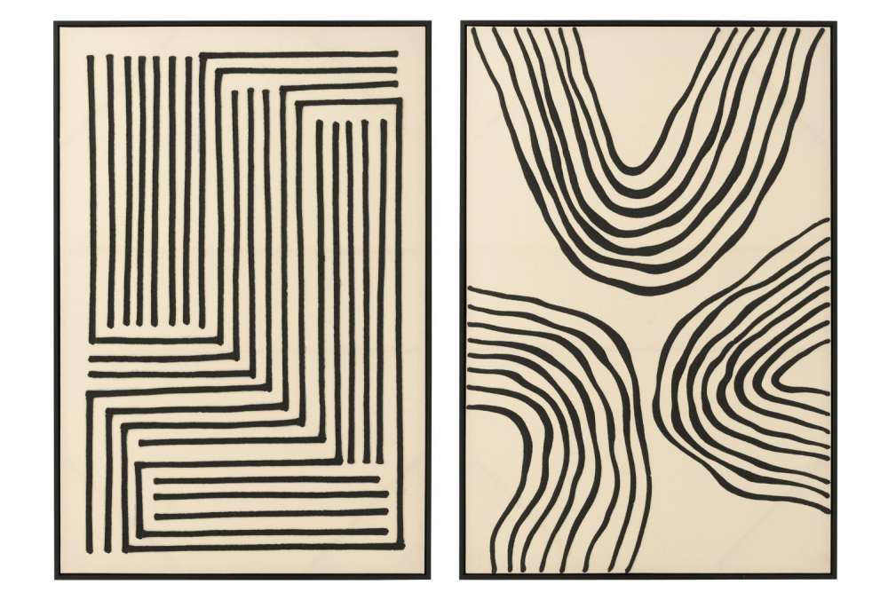 PAINTING COTTON CANVAS ECRU/BLACK ASSORTMENT OF 2