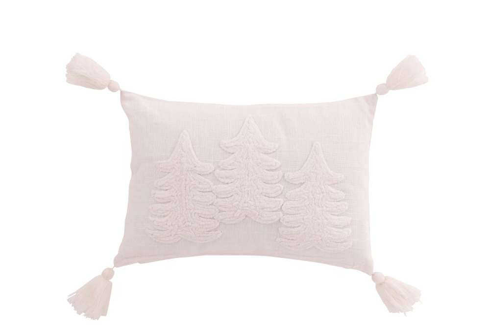 CUSHION CHRISTMAS TREES COTTON WHITE