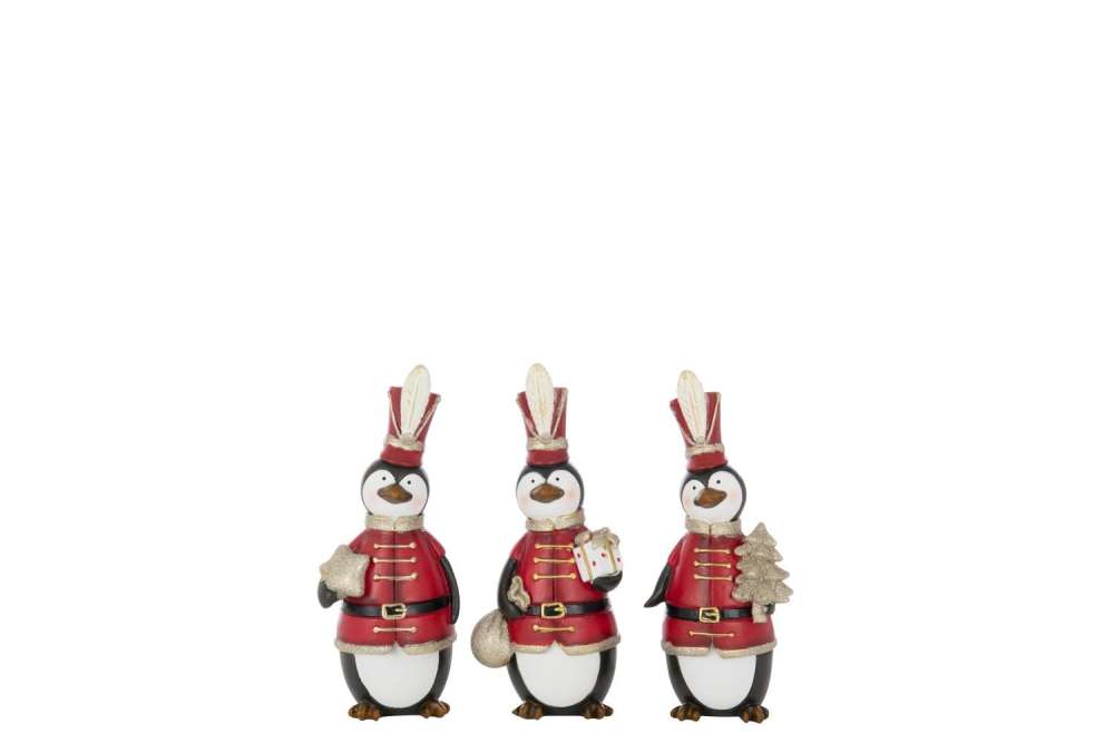 PENGUIN CHRISTMAS POLYRESIN MULTICOLORED MEDIUM ASSORTMENT OF 3